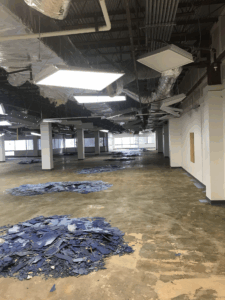 Deconstruction or interior demolition of large buildings is one of Cruz Solutions INC specialties.