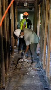 We had many crew members cleaning and removing debris